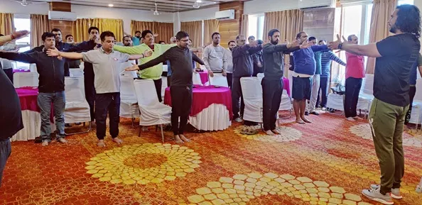 Corporate Yoga session in Gurgaon (gurugram) office - Yogatreya workplace wellness